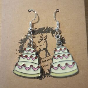 Charming Wedding Cake Earrings - Pink and Cream